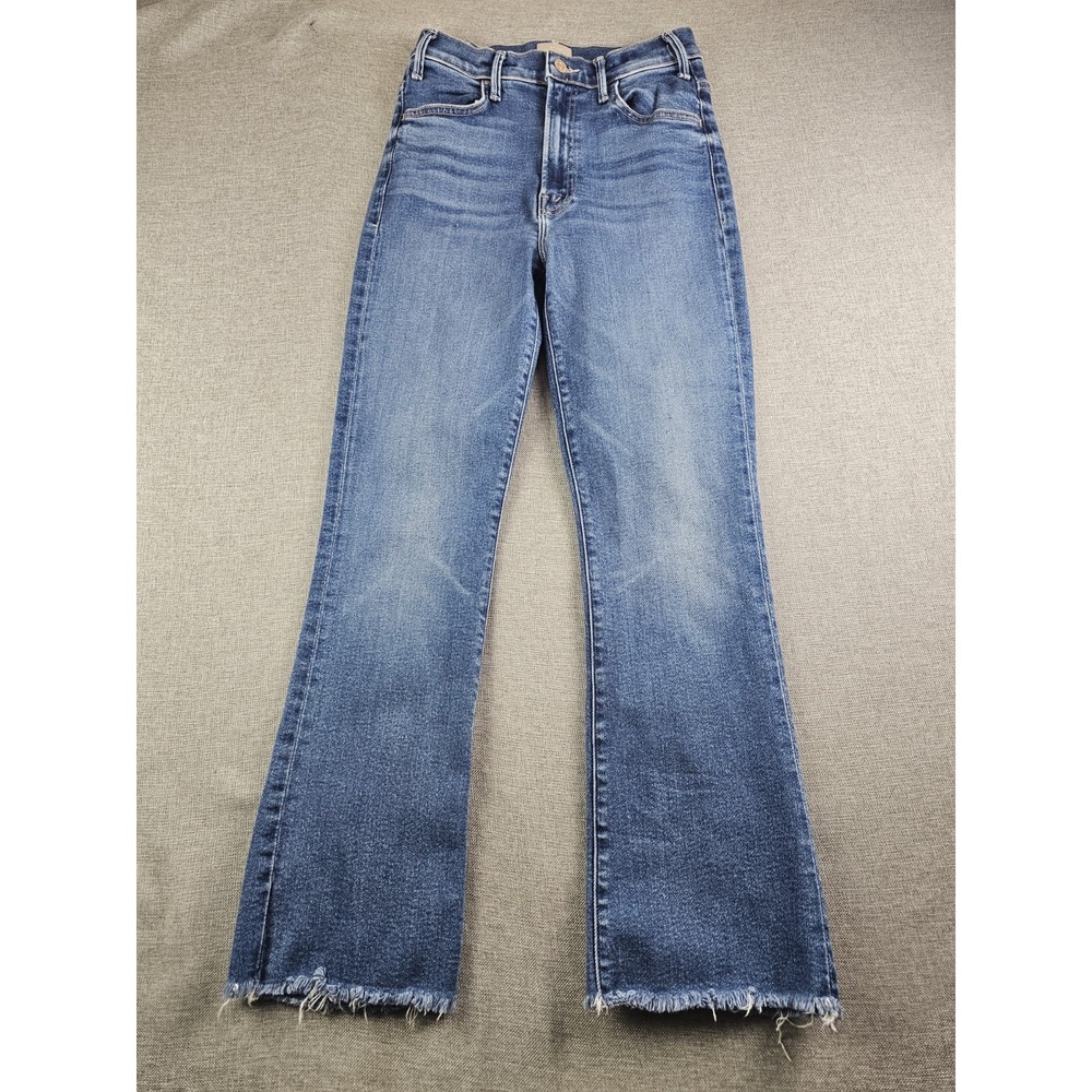 MOTHER The Hustler Ankle Fray Jeans Womens 26 Stretch Denim Grssping At Straws